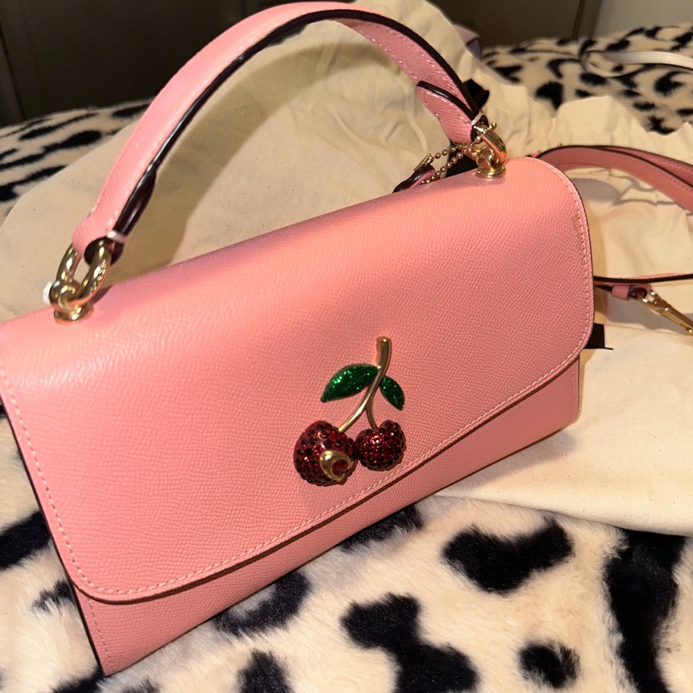 Coach Pink Cherry Embellished Clutch - Picture 3 of 5